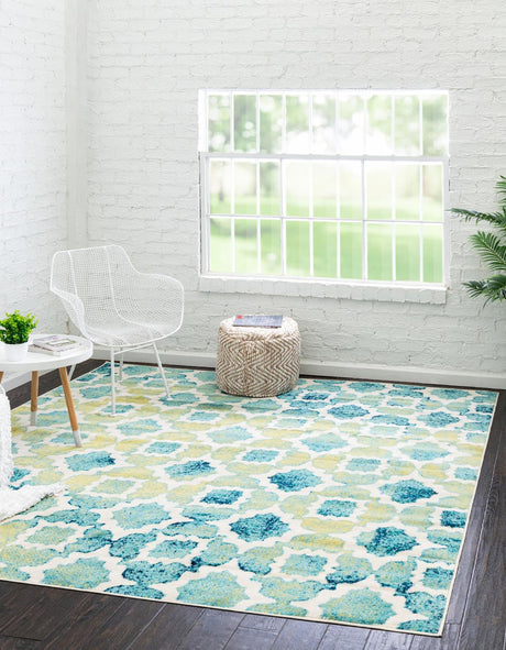 Blue 10' x 10' Azalea Square Area Rug Colorful 100% Polypropylene Durable Jute Backing Living Dining Room Bedroom Office Modern Decor Carpet for Sale at Rug Engine
