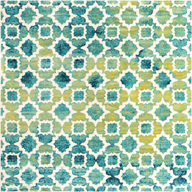 Blue 10' x 10' Azalea Square Area Rug Colorful 100% Polypropylene Durable Jute Backing Living Dining Room Bedroom Office Modern Decor Carpet for Sale at Rug Engine