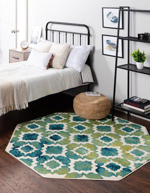 Blue 5' 3 x 5' 3 Azalea Octagon Area Rug Colorful 100% Polypropylene Durable Jute Backing Living Dining Room Bedroom Office Modern Decor Carpet for Sale at Rug Engine