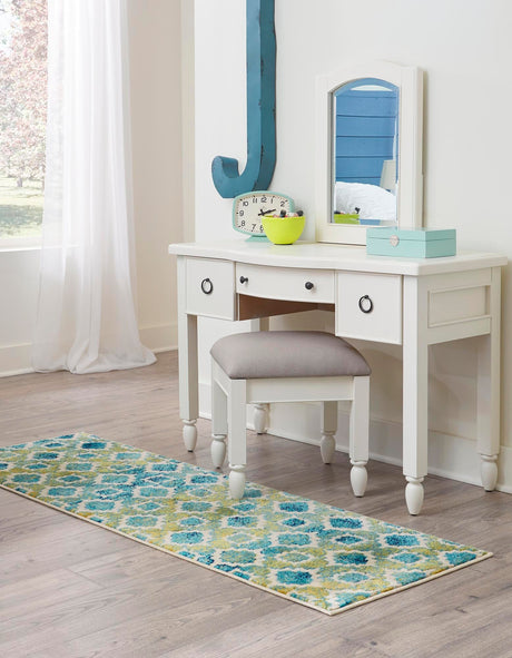 Blue 2' 11 x 12' Azalea Runner Area Rug Colorful 100% Polypropylene Durable Jute Backing Living Dining Room Bedroom Office Modern Decor Carpet for Sale at Rug Engine