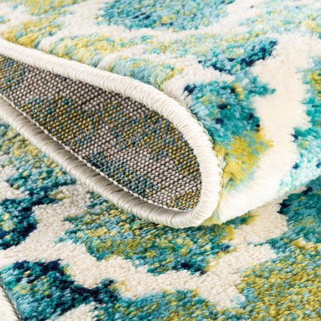 Blue 2' x 8' Azalea Runner Area Rug Colorful 100% Polypropylene Durable Jute Backing Living Dining Room Bedroom Office Modern Decor Carpet for Sale at Rug Engine
