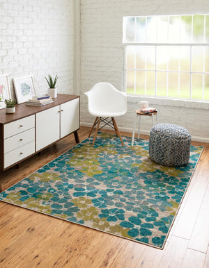 Blue 9' x 12' Azalea Rectangle Area Rug Colorful 100% Polypropylene Durable Jute Backing Living Dining Room Bedroom Office Modern Decor Carpet for Sale at Rug Engine
