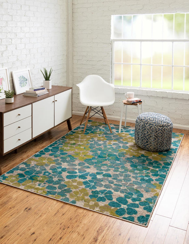 Blue 9' x 12' Azalea Rectangle Area Rug Colorful 100% Polypropylene Durable Jute Backing Living Dining Room Bedroom Office Modern Decor Carpet for Sale at Rug Engine