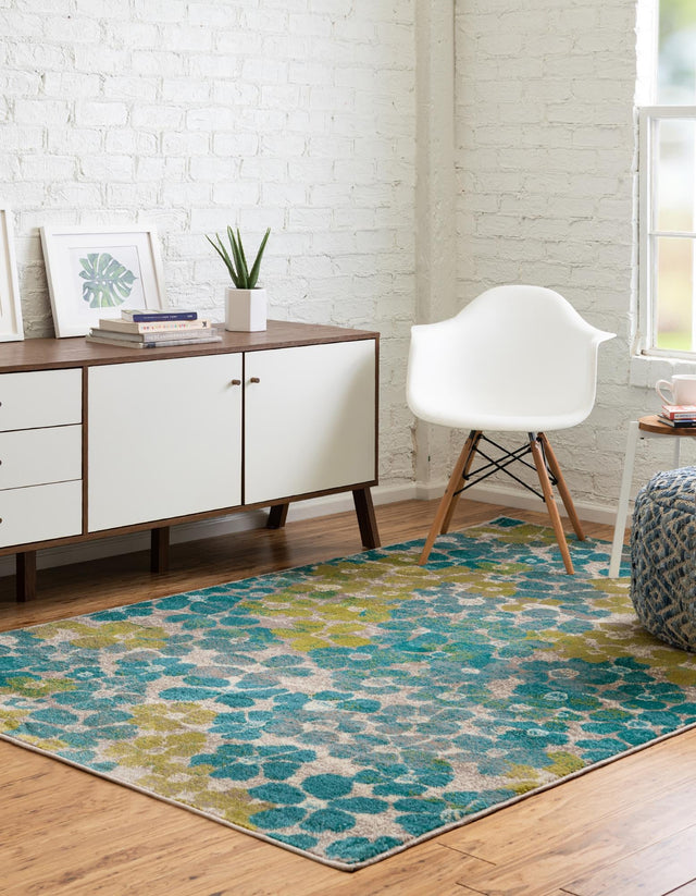 Blue 9' x 12' Azalea Rectangle Area Rug Colorful 100% Polypropylene Durable Jute Backing Living Dining Room Bedroom Office Modern Decor Carpet for Sale at Rug Engine