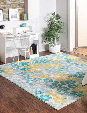Blue 10' x 10' Azalea Square Area Rug Colorful 100% Polypropylene Durable Jute Backing Living Dining Room Bedroom Office Modern Decor Carpet for Sale at Rug Engine