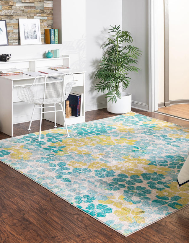 Blue 7' 10 x 7' 10 Azalea Square Area Rug Colorful 100% Polypropylene Durable Jute Backing Living Dining Room Bedroom Office Modern Decor Carpet for Sale at Rug Engine