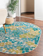 Blue 5' 3 x 8' Azalea Oval Area Rug Colorful 100% Polypropylene Durable Jute Backing Living Dining Room Bedroom Office Modern Decor Carpet for Sale at Rug Engine