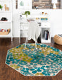 Blue 5' 3 x 5' 3 Azalea Octagon Area Rug Colorful 100% Polypropylene Durable Jute Backing Living Dining Room Bedroom Office Modern Decor Carpet for Sale at Rug Engine