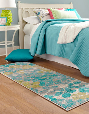 Blue 2' 11 x 12' Azalea Runner Area Rug Colorful 100% Polypropylene Durable Jute Backing Living Dining Room Bedroom Office Modern Decor Carpet for Sale at Rug Engine