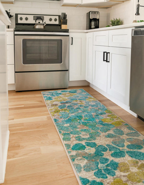 Blue 2' x 8' Azalea Runner Area Rug Colorful 100% Polypropylene Durable Jute Backing Living Dining Room Bedroom Office Modern Decor Carpet for Sale at Rug Engine