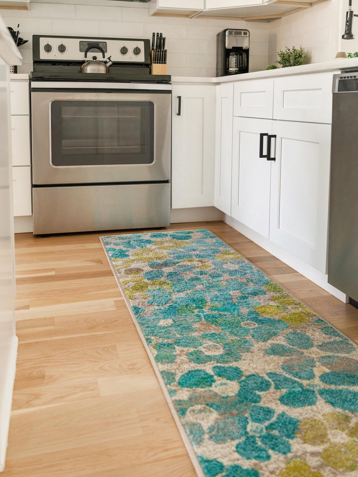 Blue 2' x 6' Azalea Runner Area Rug Colorful 100% Polypropylene Durable Jute Backing Living Dining Room Bedroom Office Modern Decor Carpet for Sale at Rug Engine
