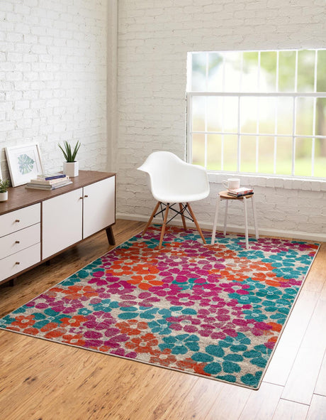 Multicolor 4' x 6' Azalea Rectangle Area Rug Colorful 100% Polypropylene Durable Jute Backing Living Dining Room Bedroom Office Modern Decor Carpet for Sale at Rug Engine
