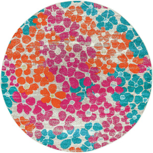 Multicolor 5' 3 x 5' 3 Azalea Round Area Rug Colorful 100% Polypropylene Durable Jute Backing Living Dining Room Bedroom Office Modern Decor Carpet for Sale at Rug Engine