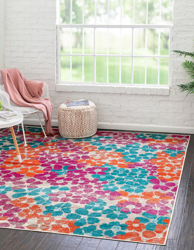 Multicolor 10' x 10' Azalea Square Area Rug Colorful 100% Polypropylene Durable Jute Backing Living Dining Room Bedroom Office Modern Decor Carpet for Sale at Rug Engine