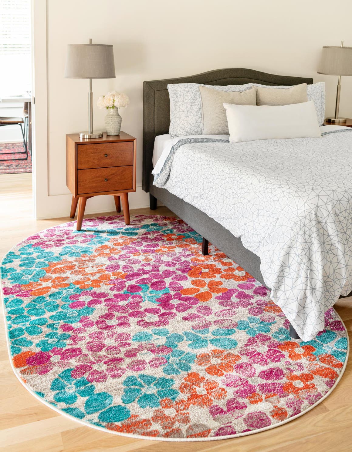 Multicolor 5' 3 x 8' Azalea Oval Area Rug Colorful 100% Polypropylene Durable Jute Backing Living Dining Room Bedroom Office Modern Decor Carpet for Sale at Rug Engine