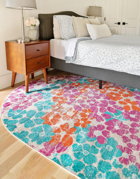 Multicolor 7' 10 x 10' Azalea Oval Area Rug Colorful 100% Polypropylene Durable Jute Backing Living Dining Room Bedroom Office Modern Decor Carpet for Sale at Rug Engine