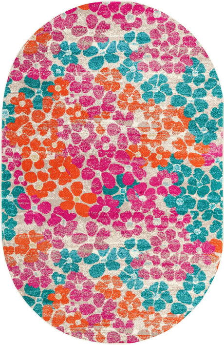Multicolor 5' 3 x 8' Azalea Oval Area Rug Colorful 100% Polypropylene Durable Jute Backing Living Dining Room Bedroom Office Modern Decor Carpet for Sale at Rug Engine