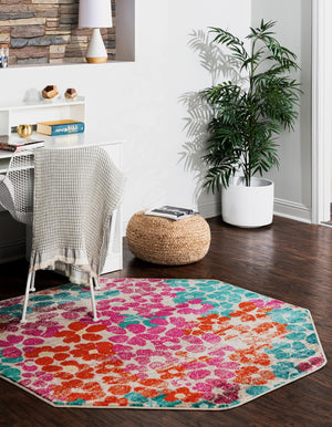 Multicolor 5' 3 x 5' 3 Azalea Octagon Area Rug Colorful 100% Polypropylene Durable Jute Backing Living Dining Room Bedroom Office Modern Decor Carpet for Sale at Rug Engine