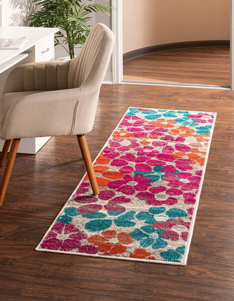 Multicolor 2' x 6' Azalea Runner Area Rug Colorful 100% Polypropylene Durable Jute Backing Living Dining Room Bedroom Office Modern Decor Carpet for Sale at Rug Engine