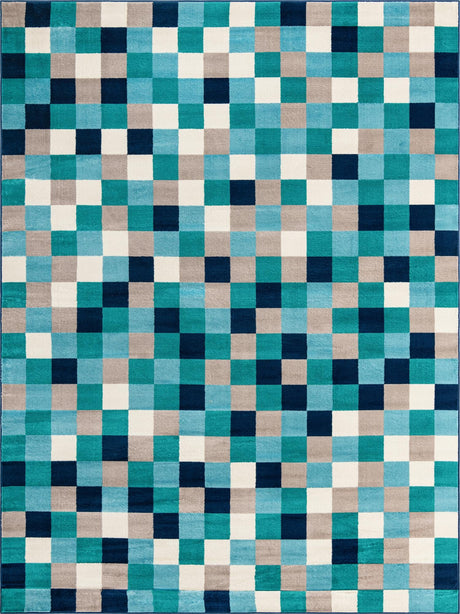 Teal 9' x 12' Azalea Rectangle Area Rug Colorful 100% Polypropylene Durable Jute Backing Living Dining Room Bedroom Office Modern Decor Carpet for Sale at Rug Engine