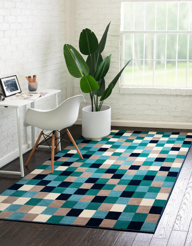 Teal 2' x 3' Azalea Rectangle Area Rug Colorful 100% Polypropylene Durable Jute Backing Living Dining Room Bedroom Office Modern Decor Carpet for Sale at Rug Engine