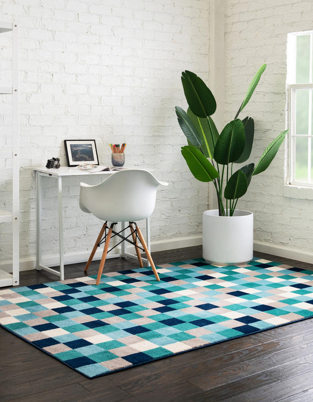 Teal 2' x 3' Azalea Rectangle Area Rug Colorful 100% Polypropylene Durable Jute Backing Living Dining Room Bedroom Office Modern Decor Carpet for Sale at Rug Engine