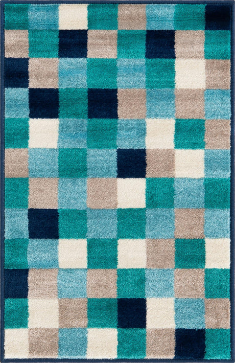 Teal 2' x 3' Azalea Rectangle Area Rug Colorful 100% Polypropylene Durable Jute Backing Living Dining Room Bedroom Office Modern Decor Carpet for Sale at Rug Engine