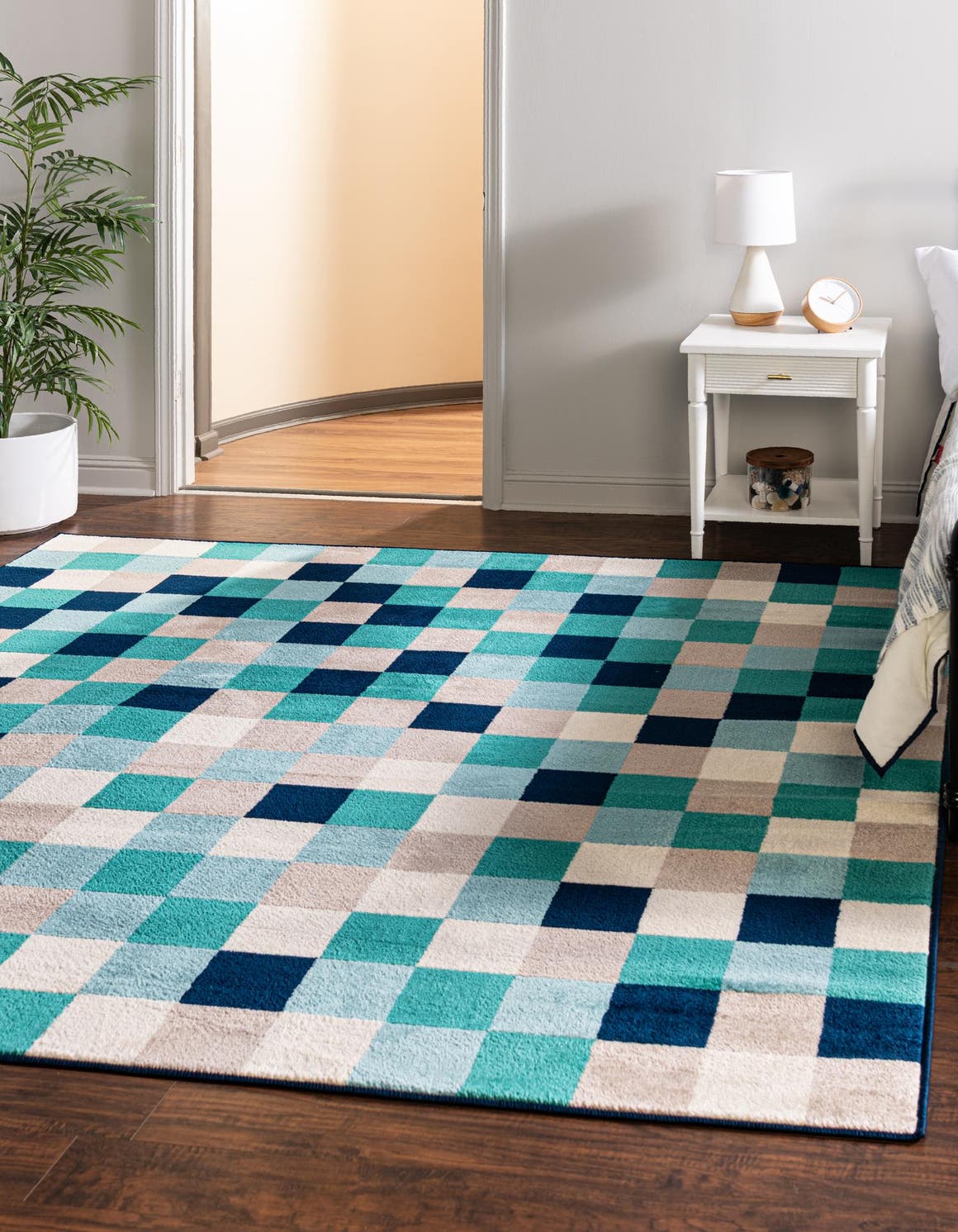 Teal 7' 10 x 7' 10 Azalea Square Area Rug Colorful 100% Polypropylene Durable Jute Backing Living Dining Room Bedroom Office Modern Decor Carpet for Sale at Rug Engine