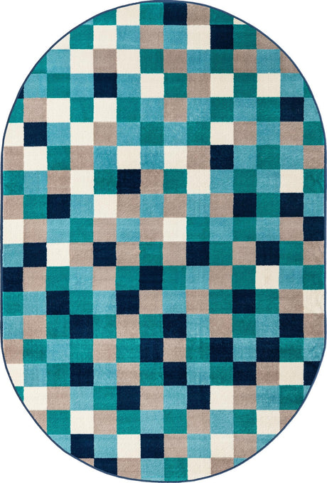 Teal 4' x 6' Azalea Oval Area Rug Colorful 100% Polypropylene Durable Jute Backing Living Dining Room Bedroom Office Modern Decor Carpet for Sale at Rug Engine