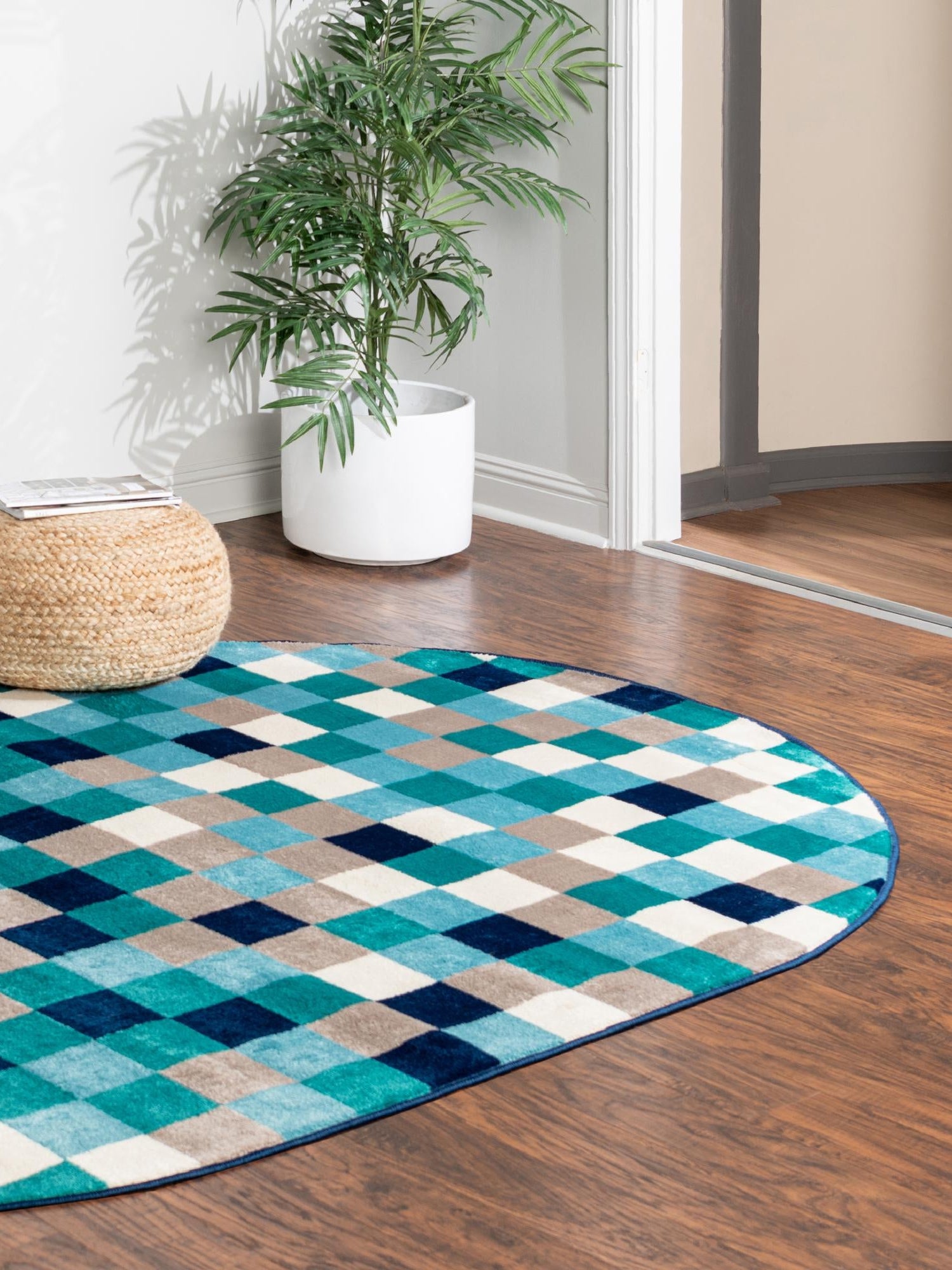 Teal 7' 10 x 10' Azalea Oval Area Rug Colorful 100% Polypropylene Durable Jute Backing Living Dining Room Bedroom Office Modern Decor Carpet for Sale at Rug Engine