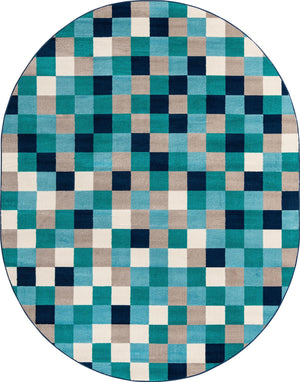 Teal 7' 10 x 10' Azalea Oval Area Rug Colorful 100% Polypropylene Durable Jute Backing Living Dining Room Bedroom Office Modern Decor Carpet for Sale at Rug Engine