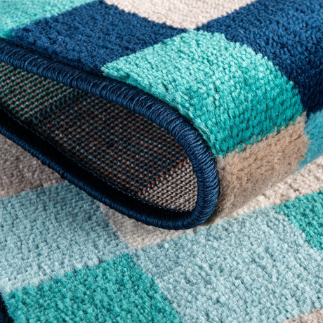 Teal 2' x 8' Azalea Runner Area Rug Colorful 100% Polypropylene Durable Jute Backing Living Dining Room Bedroom Office Modern Decor Carpet for Sale at Rug Engine
