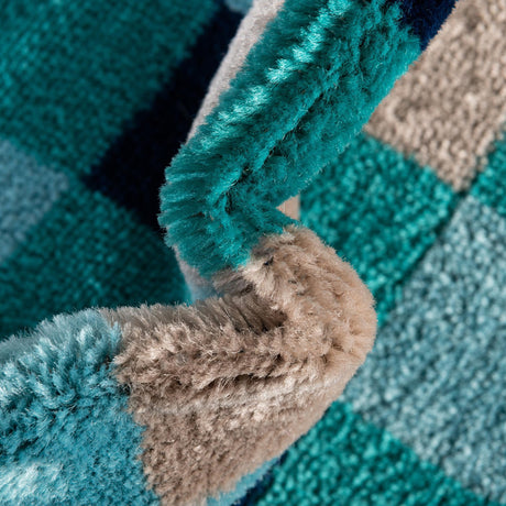 Teal 2' x 6' Azalea Runner Area Rug Colorful 100% Polypropylene Durable Jute Backing Living Dining Room Bedroom Office Modern Decor Carpet for Sale at Rug Engine