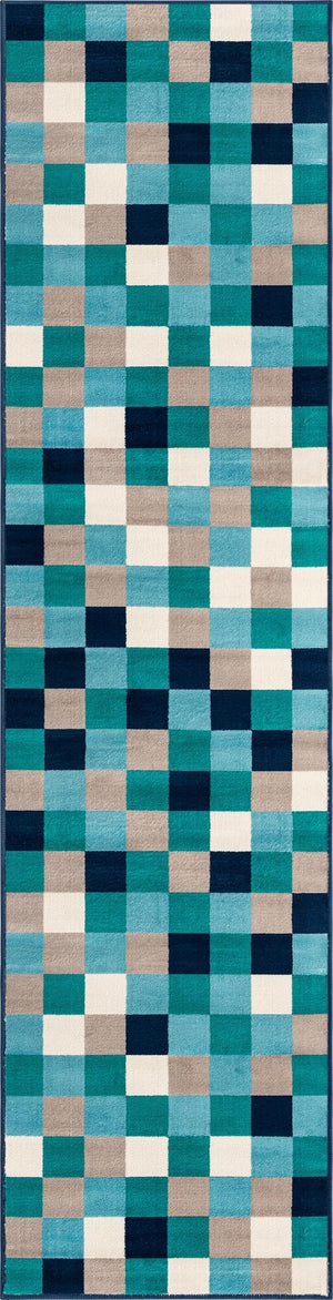 Teal 2' x 8' Azalea Runner Area Rug Colorful 100% Polypropylene Durable Jute Backing Living Dining Room Bedroom Office Modern Decor Carpet for Sale at Rug Engine
