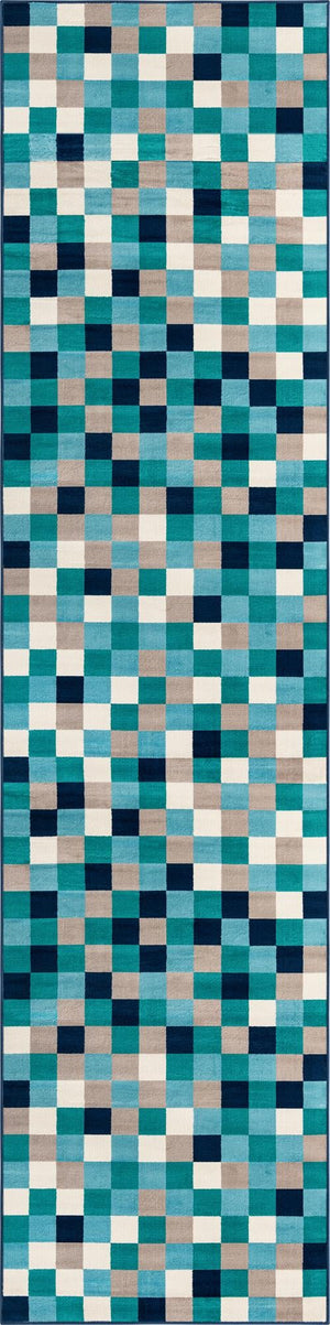 Teal 2' 11 x 12' Azalea Runner Area Rug Colorful 100% Polypropylene Durable Jute Backing Living Dining Room Bedroom Office Modern Decor Carpet for Sale at Rug Engine