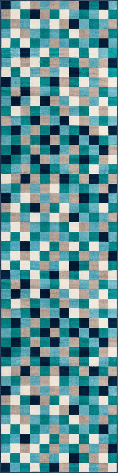 Teal 2' 11 x 12' Azalea Runner Area Rug Colorful 100% Polypropylene Durable Jute Backing Living Dining Room Bedroom Office Modern Decor Carpet for Sale at Rug Engine