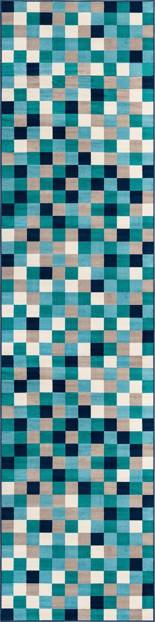 Teal 2' 11 x 12' Azalea Runner Area Rug Colorful 100% Polypropylene Durable Jute Backing Living Dining Room Bedroom Office Modern Decor Carpet for Sale at Rug Engine