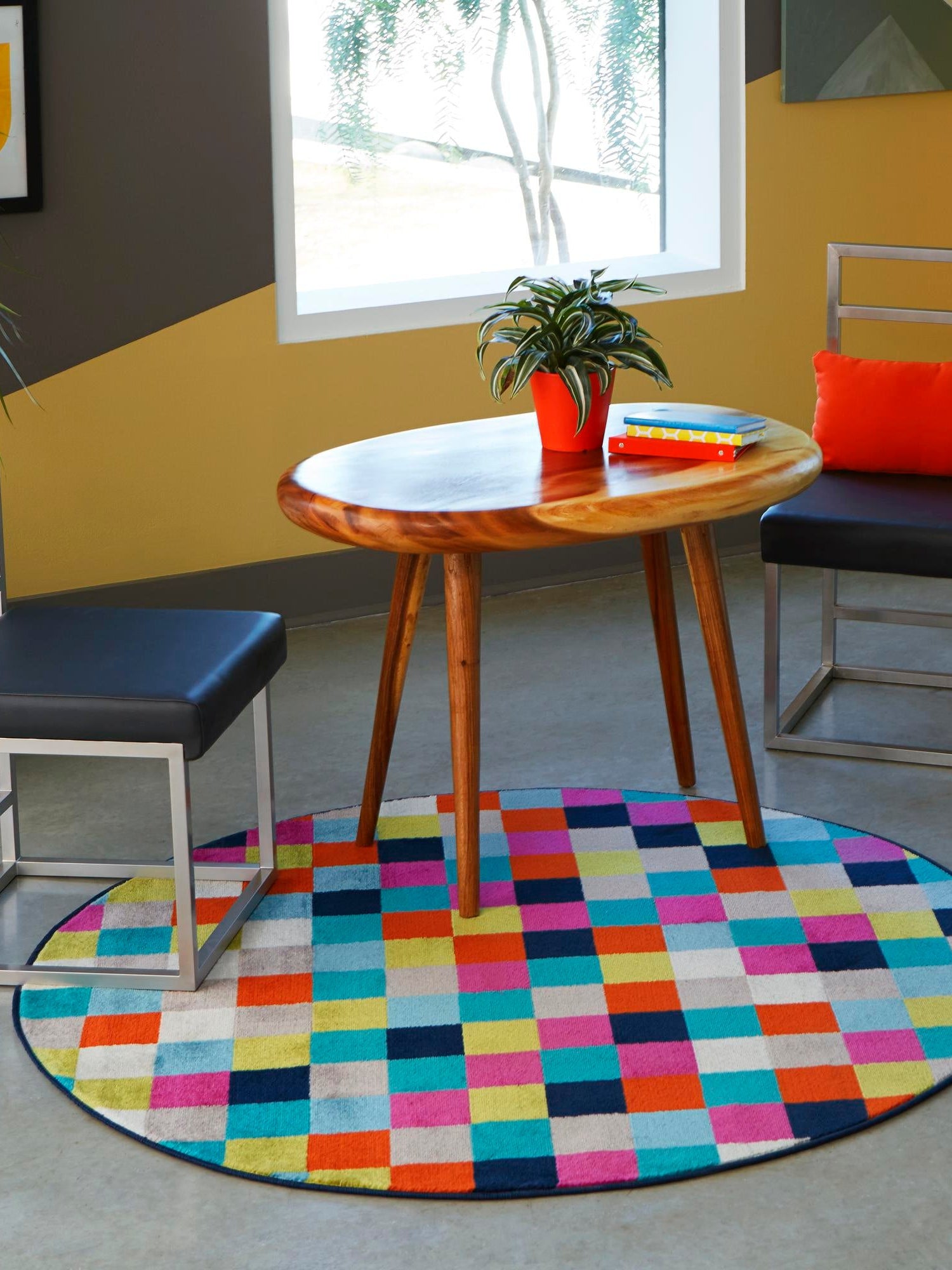 Multicolor 5' 3 x 5' 3 Azalea Round Area Rug Colorful 100% Polypropylene Durable Jute Backing Living Dining Room Bedroom Office Modern Decor Carpet for Sale at Rug Engine