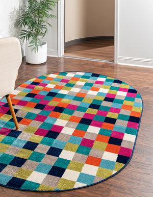 Multicolor 7' 10 x 10' Azalea Oval Area Rug Colorful 100% Polypropylene Durable Jute Backing Living Dining Room Bedroom Office Modern Decor Carpet for Sale at Rug Engine
