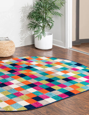 Multicolor 5' 3 x 8' Azalea Oval Area Rug Colorful 100% Polypropylene Durable Jute Backing Living Dining Room Bedroom Office Modern Decor Carpet for Sale at Rug Engine