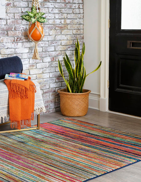 Multicolor 5' 3 x 8' Azalea Rectangle Area Rug Colorful 100% Polypropylene Durable Jute Backing Living Dining Room Bedroom Office Modern Decor Carpet for Sale at Rug Engine