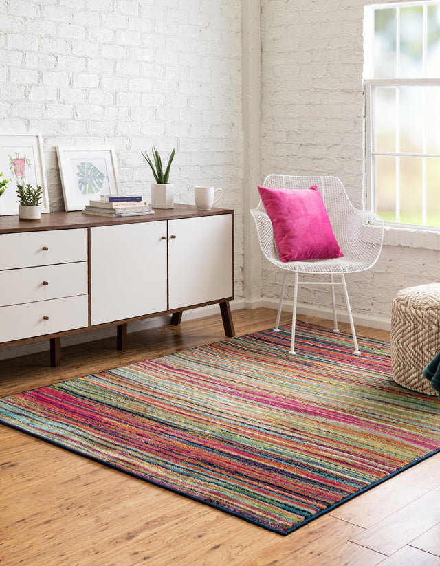 Multicolor 5' 3 x 8' Azalea Rectangle Area Rug Colorful 100% Polypropylene Durable Jute Backing Living Dining Room Bedroom Office Modern Decor Carpet for Sale at Rug Engine