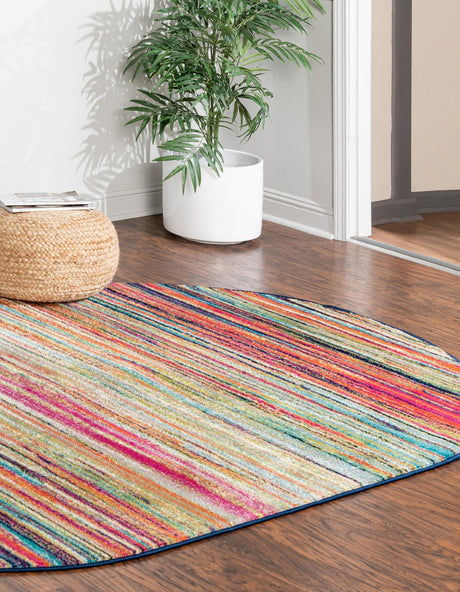 Multicolor 4' x 6' Azalea Oval Area Rug Colorful 100% Polypropylene Durable Jute Backing Living Dining Room Bedroom Office Modern Decor Carpet for Sale at Rug Engine