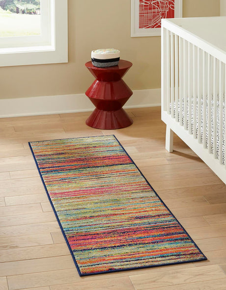 Multicolor 2' 11 x 12' Azalea Runner Area Rug Colorful 100% Polypropylene Durable Jute Backing Living Dining Room Bedroom Office Modern Decor Carpet for Sale at Rug Engine
