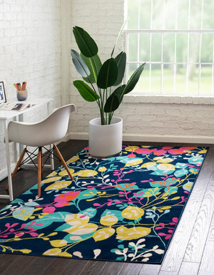 Navy Blue 1' 4 x 1' 4 Azalea Sample Area Rug Colorful 100% Polypropylene Durable Jute Backing Living Dining Room Bedroom Office Modern Decor Carpet for Sale at Rug Engine