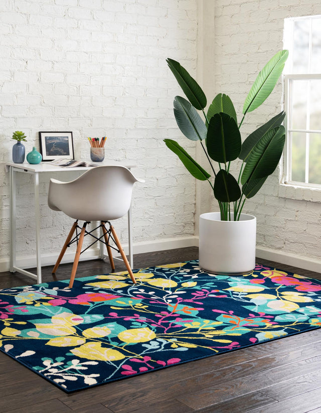 Navy Blue 10' x 14' Azalea Rectangle Area Rug Colorful 100% Polypropylene Durable Jute Backing Living Dining Room Bedroom Office Modern Decor Carpet for Sale at Rug Engine