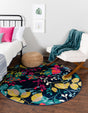 Navy Blue 5' 3 x 5' 3 Azalea Round Area Rug Colorful 100% Polypropylene Durable Jute Backing Living Dining Room Bedroom Office Modern Decor Carpet for Sale at Rug Engine