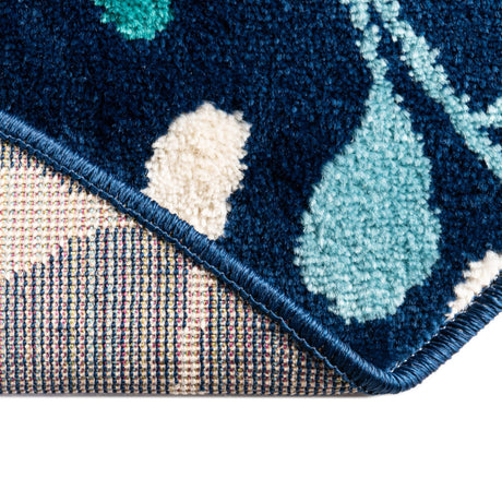 Navy Blue 3' x 3' Azalea Round Area Rug Colorful 100% Polypropylene Durable Jute Backing Living Dining Room Bedroom Office Modern Decor Carpet for Sale at Rug Engine