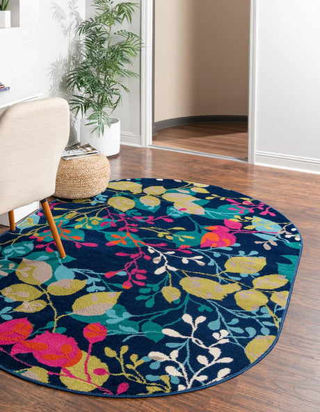 Navy Blue 7' 10 x 10' Azalea Oval Area Rug Colorful 100% Polypropylene Durable Jute Backing Living Dining Room Bedroom Office Modern Decor Carpet for Sale at Rug Engine