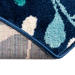 Navy Blue 4' x 6' Azalea Oval Area Rug Colorful 100% Polypropylene Durable Jute Backing Living Dining Room Bedroom Office Modern Decor Carpet for Sale at Rug Engine